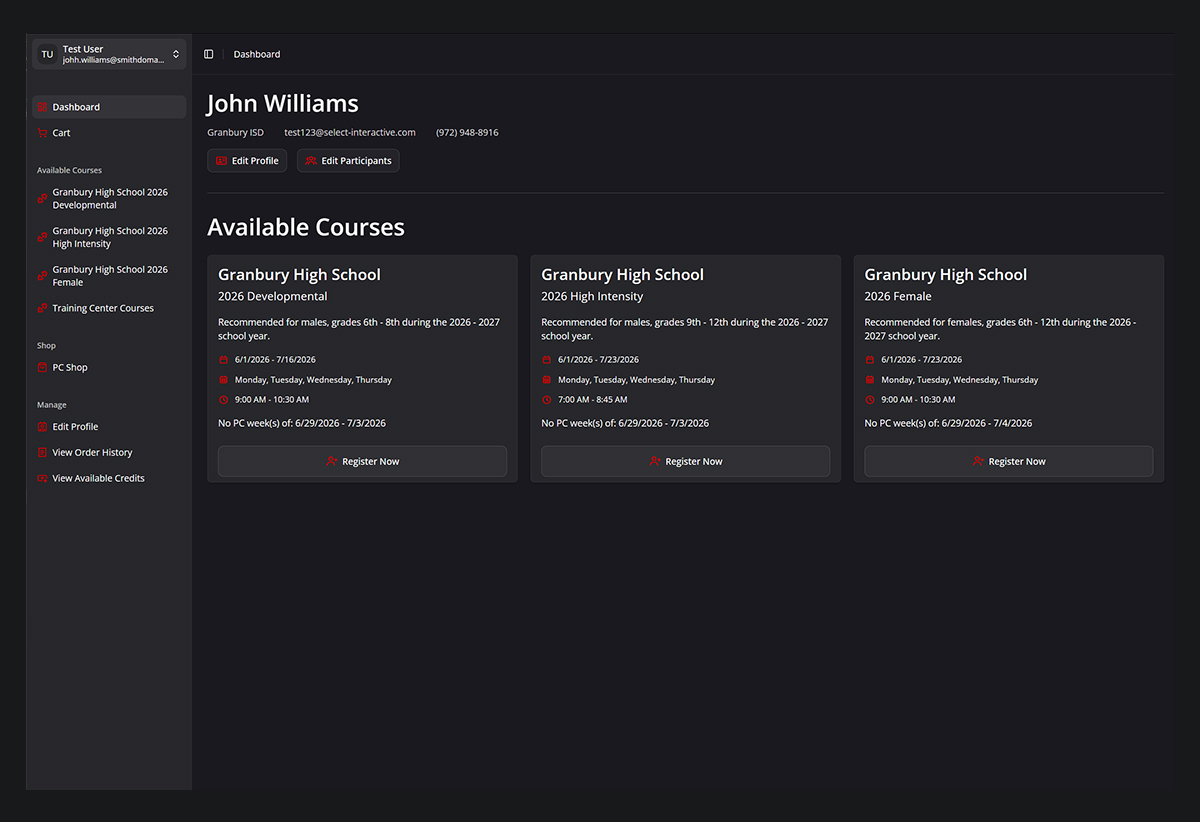 Parent app, registration, shop, and payments